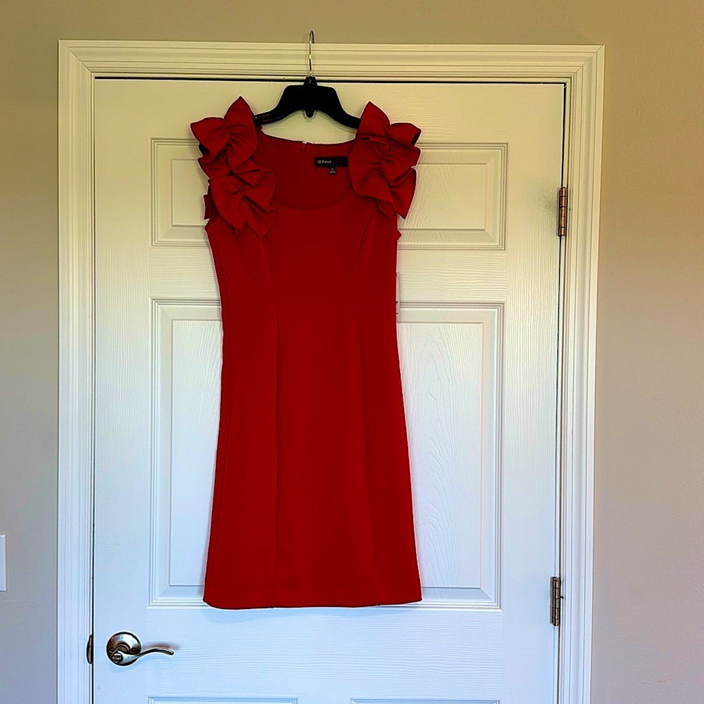 Donna Rocco Red Ruffled Sheath Mini Dress